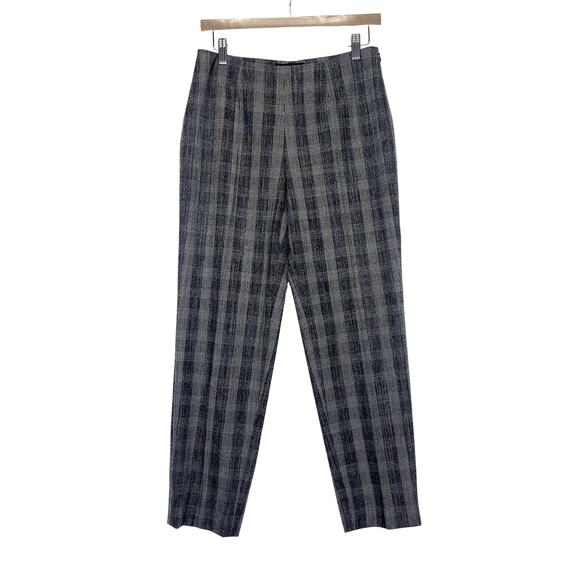 PIAZZA SEMPIONE Italy Glen Check Plaid Audrey Pants Gray Womens 8 Office Preppy - Picture 1 of 9